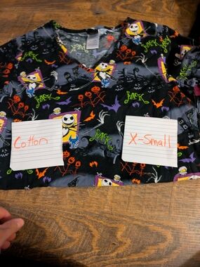Nightmare Before Christmas Jack Skellington Print Scrub Top - Black